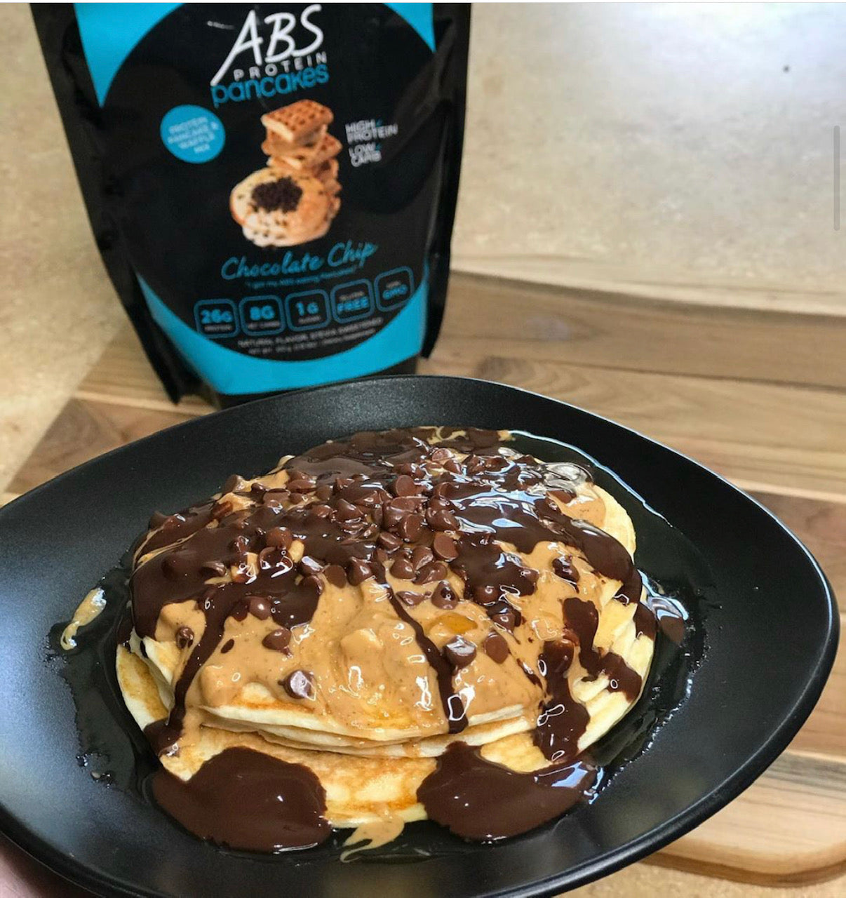 Chocolate Chip Peanut Butter Protein Pancake Delight