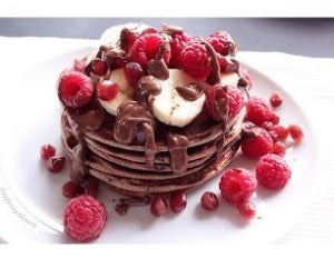 Dark Chocolate Raspberry Protein Pancakes